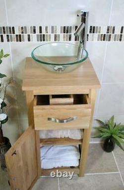 Solid Oak Bathroom Cabinet Compact Vanity Sink Small Bathroom Vanity Units