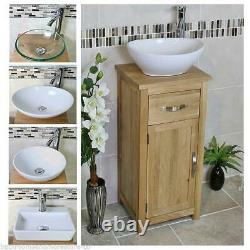 Solid Oak Bathroom Cabinet Compact Vanity Sink Small Bathroom Vanity Units