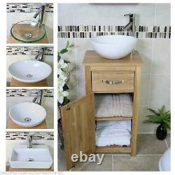 Solid Oak Bathroom Cabinet Compact Vanity Sink Small Bathroom Vanity Units