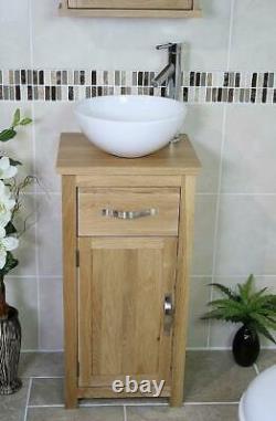 Solid Oak Bathroom Cabinet Compact Vanity Sink Small Bathroom Vanity Units