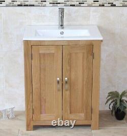 Solid Oak Bathroom Vanity Cabinet Sink Bathroom Unit Ceramic Inset Basin