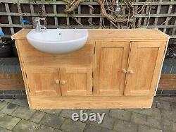 Solid Oak Bespoke Vanity Unit Ideal Standard Sink Basin Tap Cost £1650 Fitted