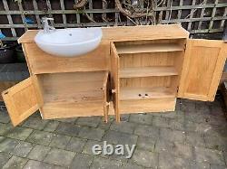 Solid Oak Bespoke Vanity Unit Ideal Standard Sink Basin Tap Cost £1650 Fitted