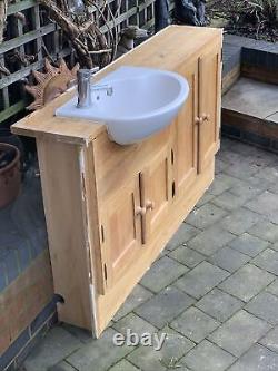 Solid Oak Bespoke Vanity Unit Ideal Standard Sink Basin Tap Cost £1650 Fitted