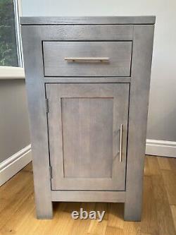 Solid oak grey bathroom vanity unit + white square sink NEW collect only