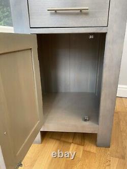 Solid oak grey bathroom vanity unit + white square sink NEW collect only