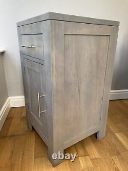 Solid oak grey bathroom vanity unit + white square sink NEW collect only