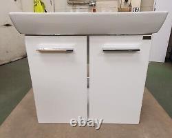 TL1290. VITRA S20 DOUBLE DOOR VANITY UNIT 650mm, White gloss and basin