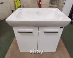 TL1290. VITRA S20 DOUBLE DOOR VANITY UNIT 650mm, White gloss and basin