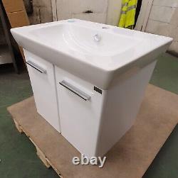 TL1290. VITRA S20 DOUBLE DOOR VANITY UNIT 650mm, White gloss and basin