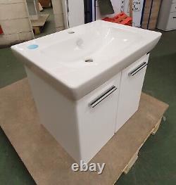 TL1290. VITRA S20 DOUBLE DOOR VANITY UNIT 650mm, White gloss and basin