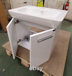 TL1290. VITRA S20 DOUBLE DOOR VANITY UNIT 650mm, White gloss and basin