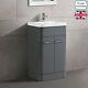 Torex Freestanding Bathroom Vanity Unit Ceramic Basin Cabinet Gloss Grey 500mm