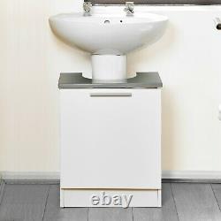 Tamar Under Sink White Grey Vanity Unit Wooden Storage Cabinet Bathroom Cupboard