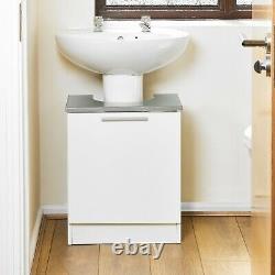 Tamar Under Sink White Grey Vanity Unit Wooden Storage Cabinet Bathroom Cupboard