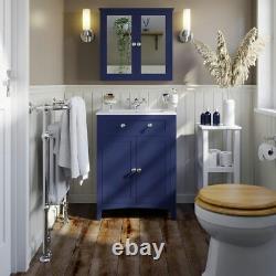 The Bath Co. Camberley navy floorstanding vanity unit and ceramic basin 600mm