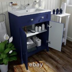 The Bath Co. Camberley navy floorstanding vanity unit and ceramic basin 600mm