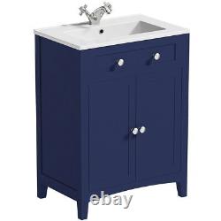 The Bath Co. Camberley navy floorstanding vanity unit and ceramic basin 600mm