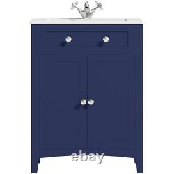 The Bath Co. Camberley navy floorstanding vanity unit and ceramic basin 600mm