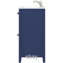 The Bath Co. Camberley navy floorstanding vanity unit and ceramic basin 600mm