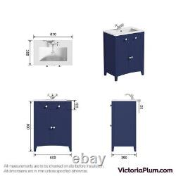 The Bath Co. Camberley navy floorstanding vanity unit and ceramic basin 600mm