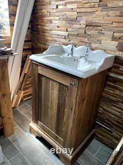 Thomas Crapper Basin (560mm) Farmhouse Style Vintage Timber Vanity Unit