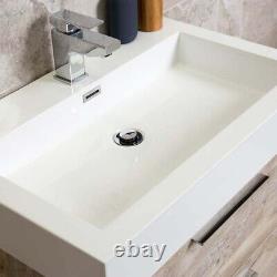 Tila Bare Oak Bathroom Standing Vanity Sink Unit Composite Resin Basin 50cm