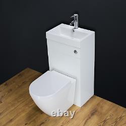 Toilet WC Back to Wall Bathroom Vanity Unit Cabinet Basin Sink 41V Housing White