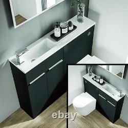 Toilet and Bathroom Vanity Unit Combined Basin Sink Furniture Graphite 1010mm