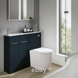 Toilet and Bathroom Vanity Unit Combined Basin Sink Furniture Indigo Blue