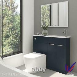 Toilet and Bathroom Vanity Unit Combined Basin Sink Furniture Indigo Blue