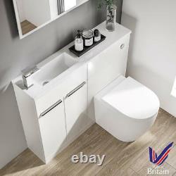 Toilet and Bathroom Vanity Unit Combined Basin Sink Furniture White