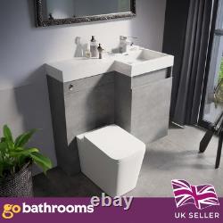 Toilet and Sink Vanity Unit 900mm Concrete Grey Right Hand Bathroom Sink Unit
