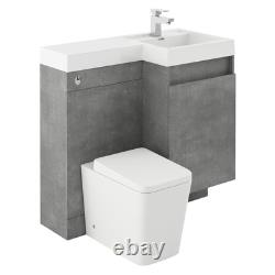 Toilet and Sink Vanity Unit 900mm Concrete Grey Right Hand Bathroom Sink Unit