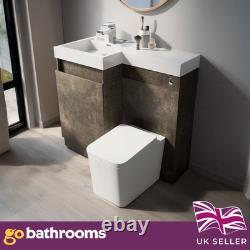 Toilet and Sink Vanity Unit 900mm Metallic Brown Left Hand Bathroom Sink Unit