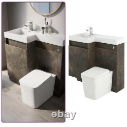 Toilet and Sink Vanity Unit 900mm Metallic Brown Left Hand Bathroom Sink Unit
