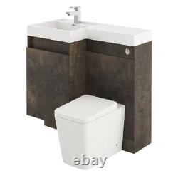 Toilet and Sink Vanity Unit 900mm Metallic Brown Left Hand Bathroom Sink Unit