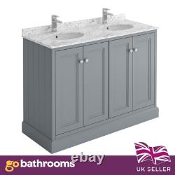 Traditional 1200mm Vanity Unit Square Grey Floor Standing Marble Bathroom Unit