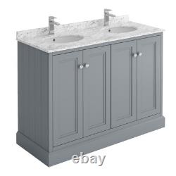 Traditional 1200mm Vanity Unit Square Grey Floor Standing Marble Bathroom Unit