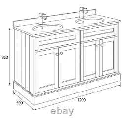 Traditional 1200mm Vanity Unit Square Grey Floor Standing Marble Bathroom Unit