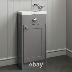 Traditional 400mm Grey Bathroom Vanity Unit Basin Sink Storage Cabinet Furniture