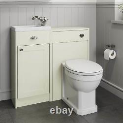 Traditional 950mm Bathroom Toilet WC Basin Vanity Unit Combined Furniture Ivory