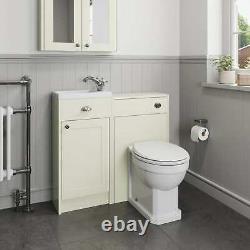 Traditional 950mm Bathroom Toilet WC Basin Vanity Unit Combined Furniture Ivory