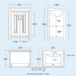 Traditional Bathroom Cabinet Furniture Vanity Unit Storage Sink Basin Ivory