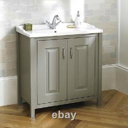 Traditional Bathroom Cabinet Furniture Vanity Unit Storage Sink Basin Stone Grey