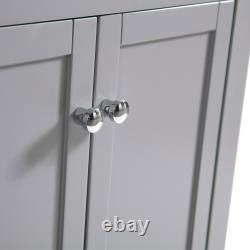 Traditional Bathroom Matte Grey Vanity Unit Basin BTW Toilet Unit Tall Cabinet