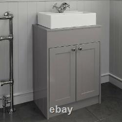 Traditional Bathroom Vanity Unit Countertop Basin Floor Standing Grey 600/800mm