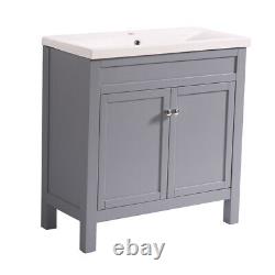 Traditional Bathroom Vanity Unit Furniture Basin Sink Storage Cabinet Grey 800mm