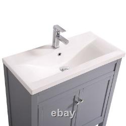 Traditional Bathroom Vanity Unit Furniture Basin Sink Storage Cabinet Grey 800mm