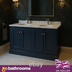 Traditional Dark Grey 120cm Square Vanity Storage Unit Ceramic Sink Marble Top